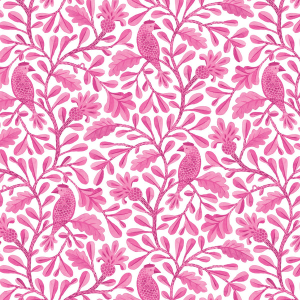 Bubblegum Roux Birds and Branches Cotton 44”/45” Fabric Per Yard