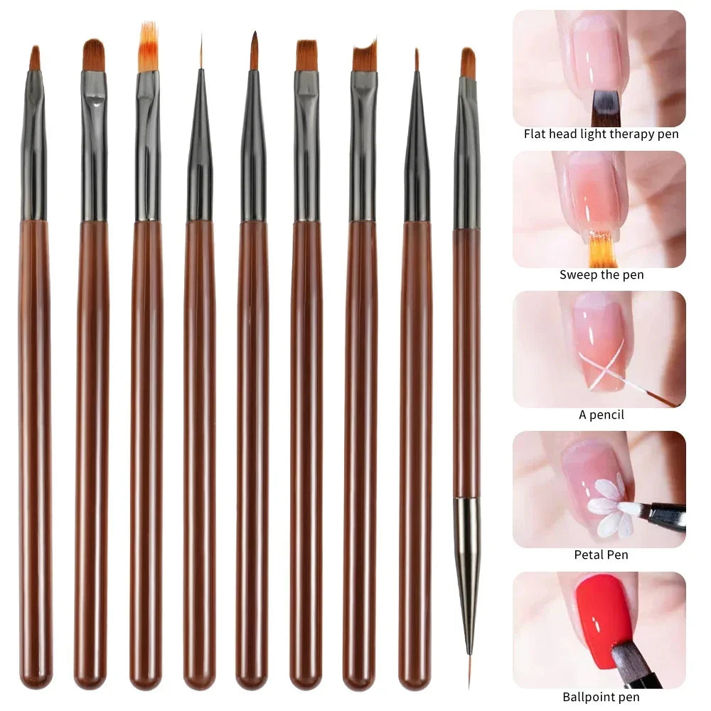 9PCS UV Gel Nail Brush Set for DIY Nail Art