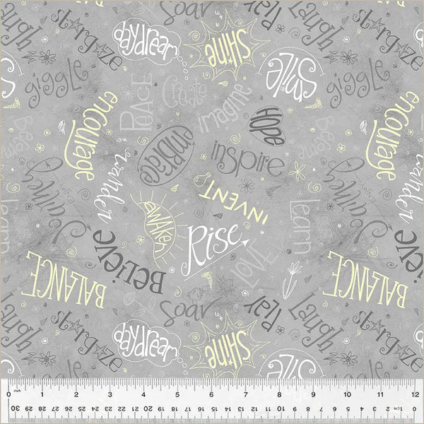 Grey Smoke Noteworthy Aspirations 44"/45 Fabric Per Yard