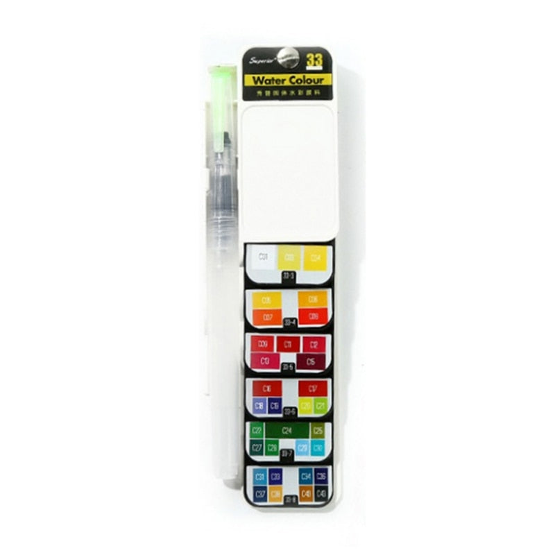 Professional Foldable Watercolor Paint Set with Brush Travel Kit