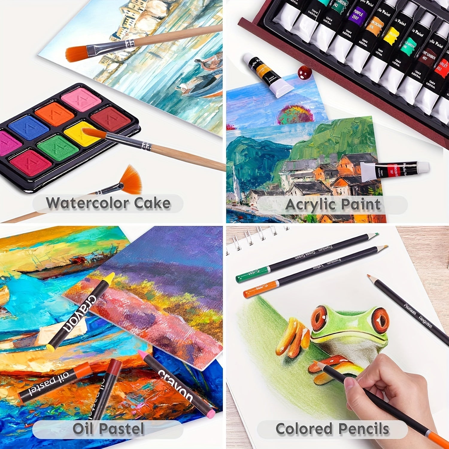 175 Piece Deluxe Art Set Wooden Case Crayons Pencils Paints