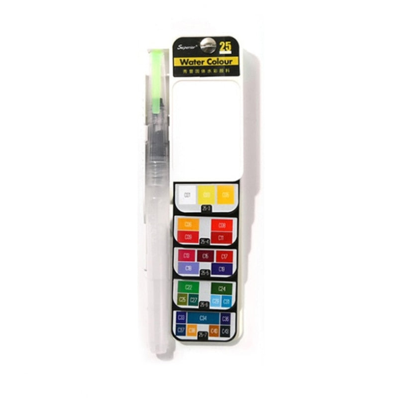 Professional Foldable Watercolor Paint Set with Brush Travel Kit