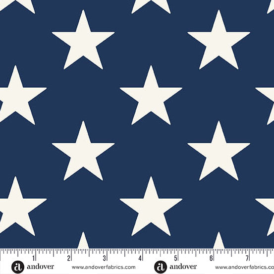 Andover Fabrics Americana Large Star Blue 108" Cotton Wideback Fabric per yard