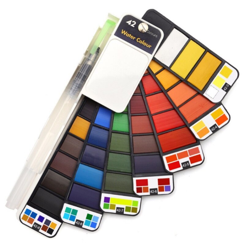 Professional Foldable Watercolor Paint Set with Brush Travel Kit