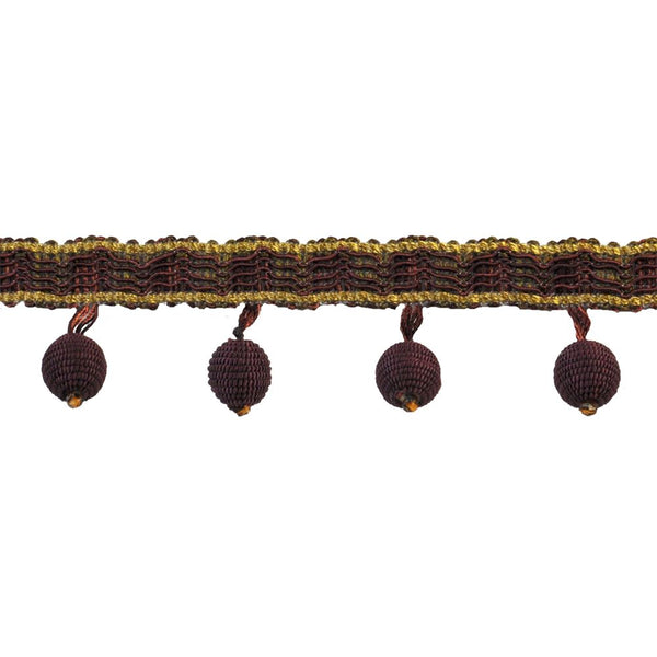 Basics Collection - 1 1/2" length Ball Fringe (25 Yard Roll) - BF-4300-70/81  Eggplant and Coffee