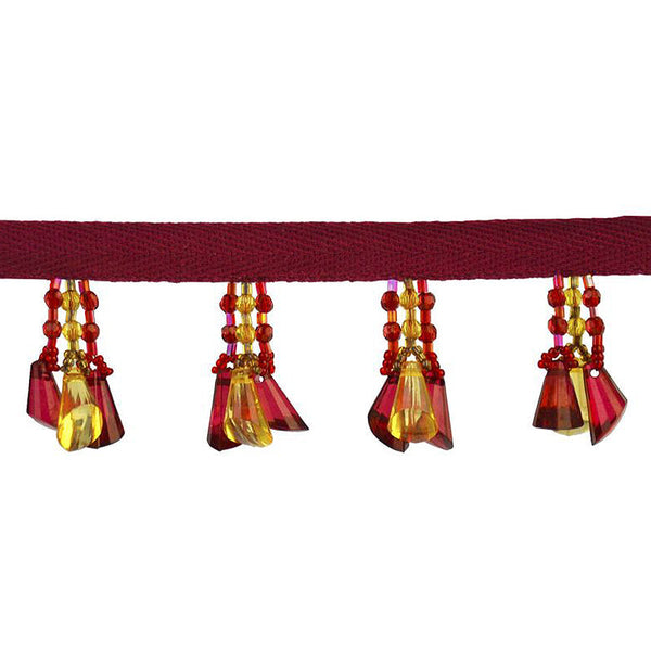 Beaded Fringe - 1 1/2" length (25 Yard Roll) - BB-917-17/10 Red and Gold