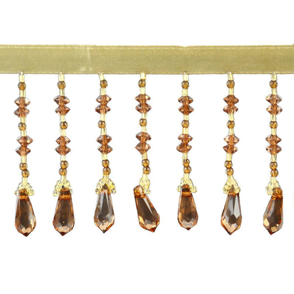 Beaded Fringe - 2 1/2" width (15 Yard Roll) - BB-905-16/10 Sable and Gold
