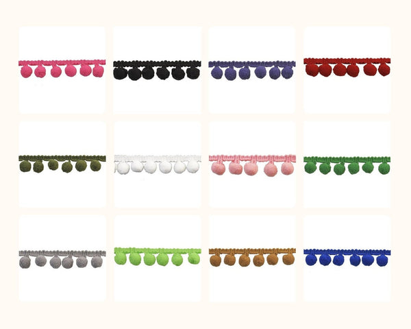 Belagio 1/2" Rainbow Collection Pompom Trim, x 10 yards, 21 colors