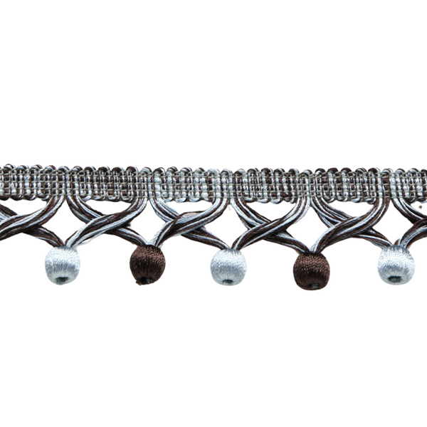 Belagio Enterprises - 1 3/4-inch Ball Fringe (5 Yard Roll) | BF-1481-23/66 Teal/Chocolate