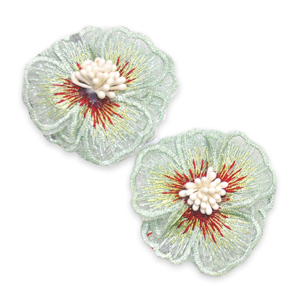 Belagio Enterprises - 2" Embroidered Flower Appliqués - 12pcs Per Card (6 Cards Per Order) - BPP-M2-14 Green