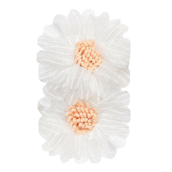 Belagio Enterprises - 2pcs Fine Netting Flower Appliqués - 3" round (6 Cards Per Order) - BPP-A4-27 White