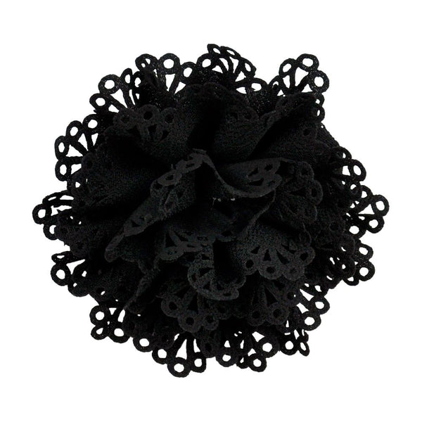 Belagio Enterprises - 4 1/2' Width Suede Flower Clip-on Brooch (6pcs Per Order) - BU-301-02 Black