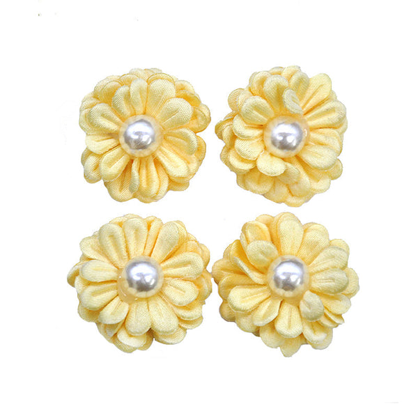 Belagio Enterprises - 4pcs Colored Flowers With Pearls - 1" Multi-Layered (6 Cards Per Order) - BPP-A2-34