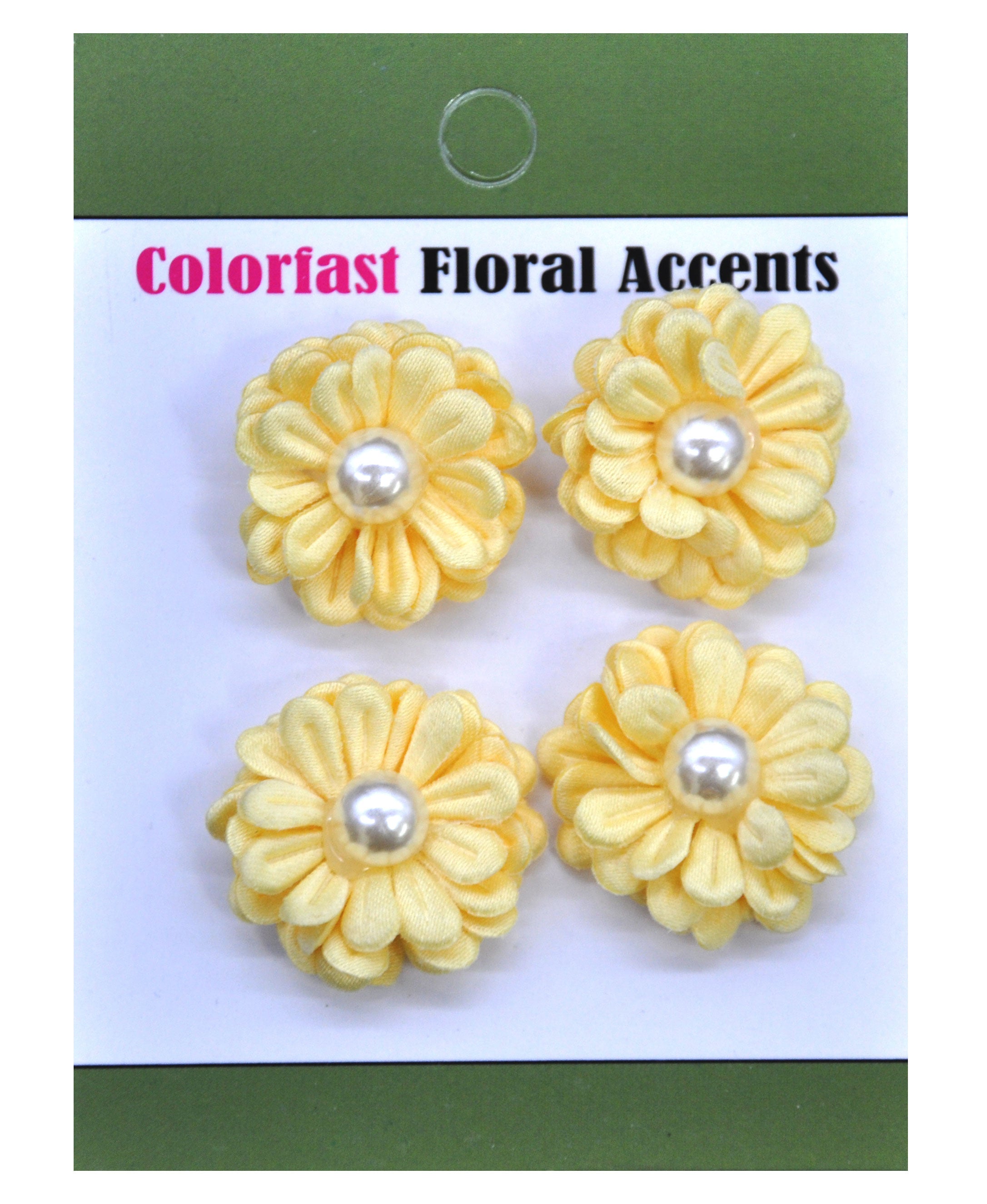 Belagio Enterprises - 4pcs Colored Flowers With Pearls - 1" Multi-Layered (6 Cards Per Order) - BPP-A2-34