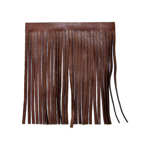 Belagio Enterprises - 6-inch Faux Leather Fringe (25 Yard Roll) - P-7775-06 Brown