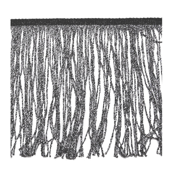 Belagio Enterprises - 6-inch Metallic Chainette Fringe (15 Yard Roll) - P-7045M-02 Black