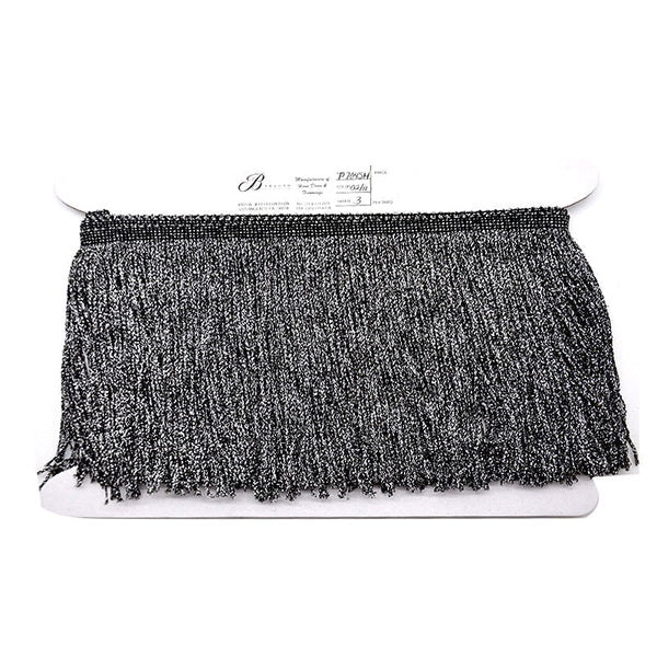 Belagio Enterprises - 6-inch Metallic Chainette Fringe (15 Yard Roll) - P-7045M-02 Black