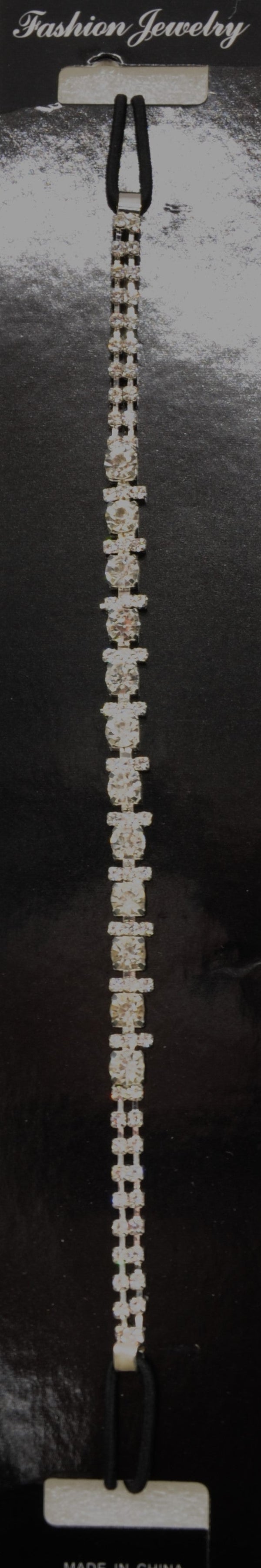 Belagio Enterprises - 6pcs Silver Rhinestone Elastic Headband - BRH-6
