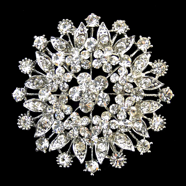 Belagio Enterprises -  Rhinestone Brooch - 3" W x 3" L - BW-143