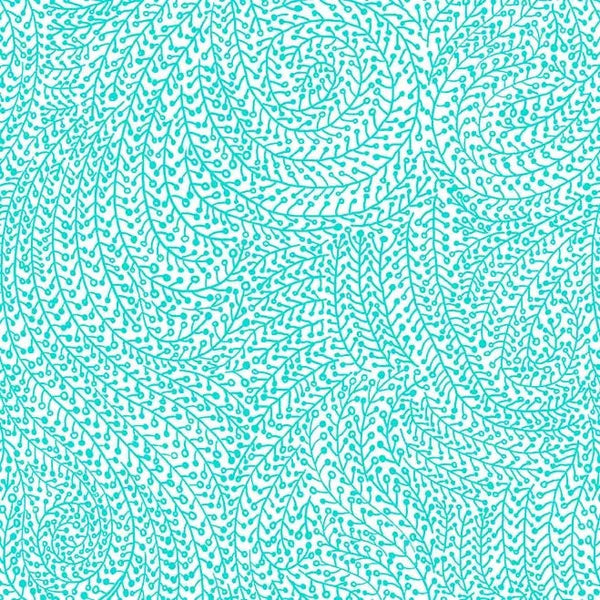 Blue Aqua Vine Maze Cotton Wideback Fabric Per Yard