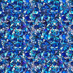 Blue Mosaic Blooms Blender Cotton 44/45 Fabric Per Yard