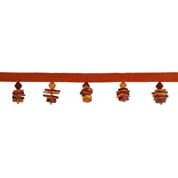 Charm Collection - 1 1/2" wide PLASTIC BEADED FRINGE (15 YDS) - BB-922-17/19 Wine Red and Sable