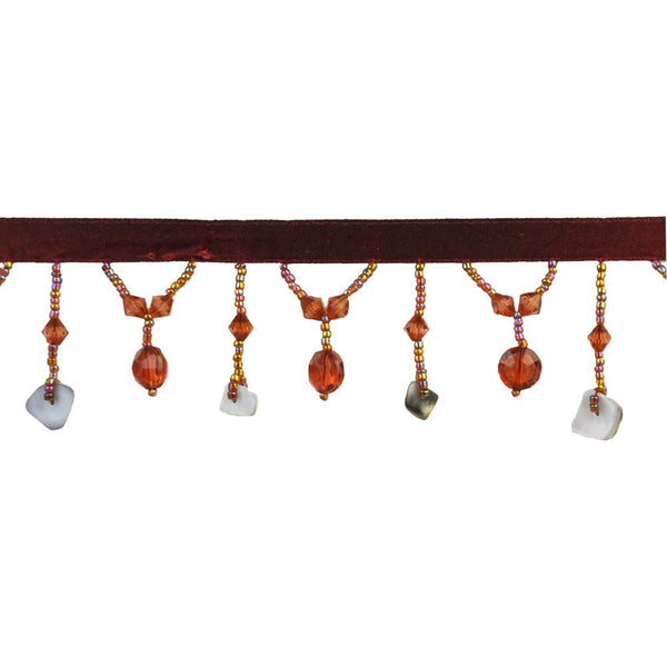 Charm Collection - 2" wide SHELL BEADED FRINGE (15 YDS) - BB-919-18 Rust