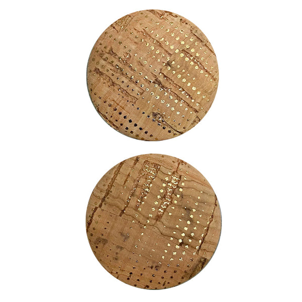 Cork Button (Natural/Gold 95) - 1 Inch Small - BCB-95S (2pcs x 3 Cards Per Order)