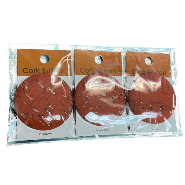 Cork Button (Red) - 2 Inch Large - BCB-98-22L (1pc x 3 Cards Per Order)