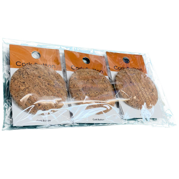 Cork Buttons (Natural 94) - 2 Inch Large - BCB-94L (1pc x 3 Cards Per Order)