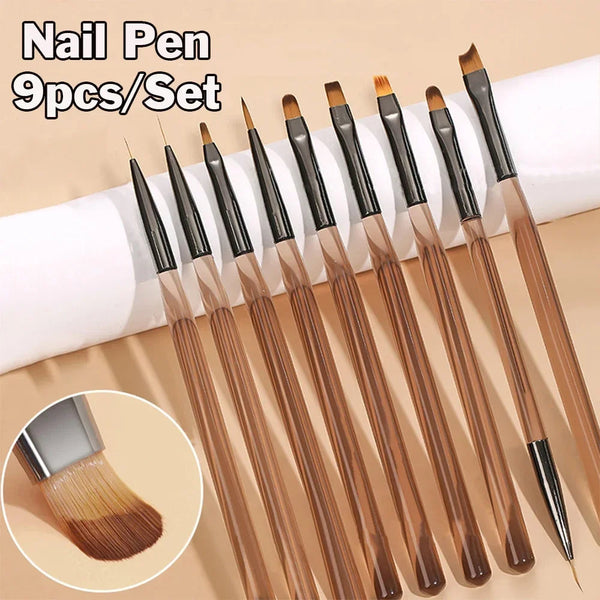 9PCS UV Gel Nail Brush Set for DIY Nail Art