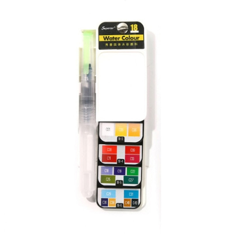 Professional Foldable Watercolor Paint Set with Brush Travel Kit