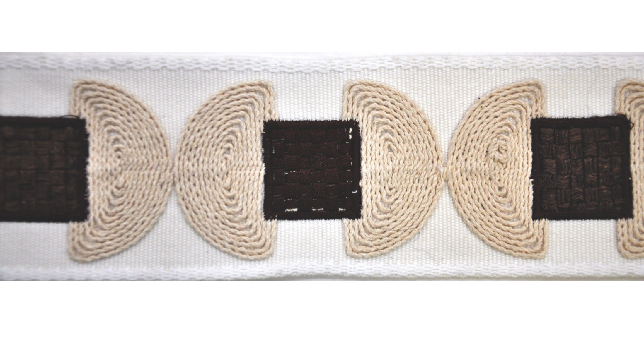 Decorative Chenille Trim Tape - 3" Width (23-30 Yard Roll) - BR-7353  Ivory/Brown
