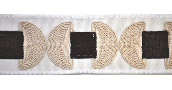 Decorative Chenille Trim Tape - 3" Width (23-30 Yard Roll) - BR-7353  Ivory/Brown