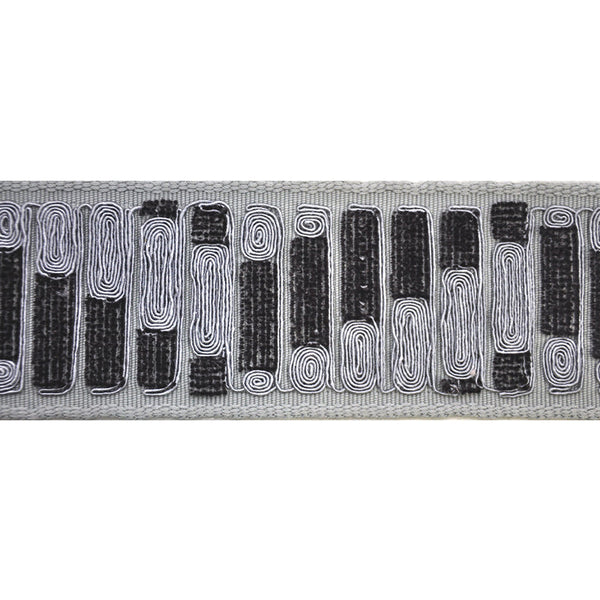 Decorative Woven Chenille Tape - 3 1/2" Width (23-30 Yard Roll) - BR-7352-49/11 Dark Grey/Silver