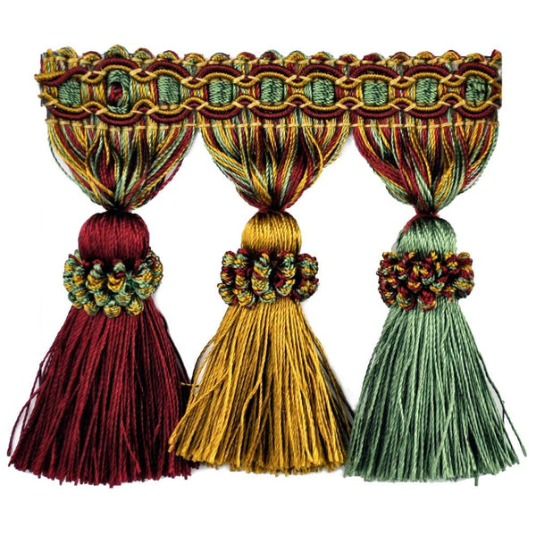Elegance Collection - 3" Tassel Fringe (25 Yard Roll) - BF-1478-17/14 Wine and Gold