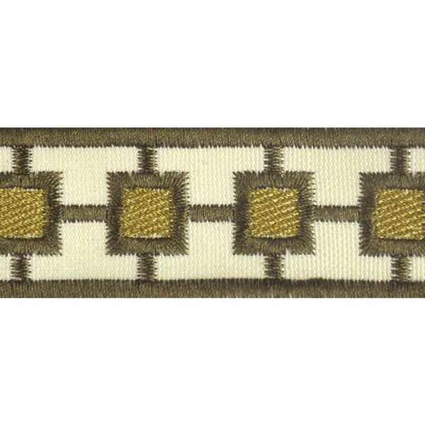 Embossed Decorative Trim Tape - 1 1/4" Width (25 Yard Roll) - BR-7331-38 Gold/Toffee