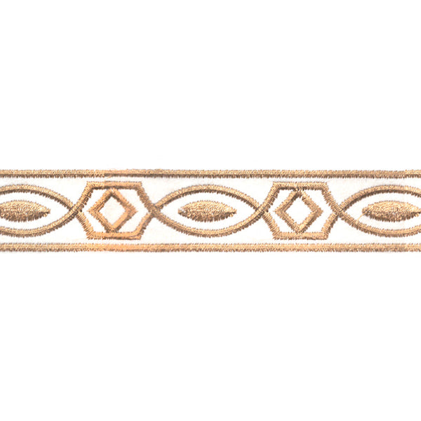 Embroidered Decorative Woven Trim Tape - 1 1/4" Width (25 Yard Roll) - BR-7339-16 Tan