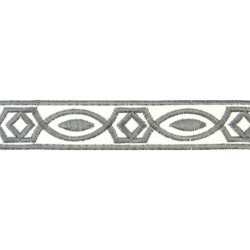 Embroidered Decorative Woven Trim Tape - 1 1/4" Width (25 Yard Roll) - BR-7339-49 Charcoal