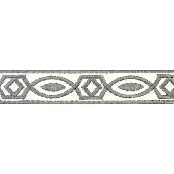 Embroidered Decorative Woven Trim Tape - 1 1/4" Width (25 Yard Roll) - BR-7339-49 Charcoal