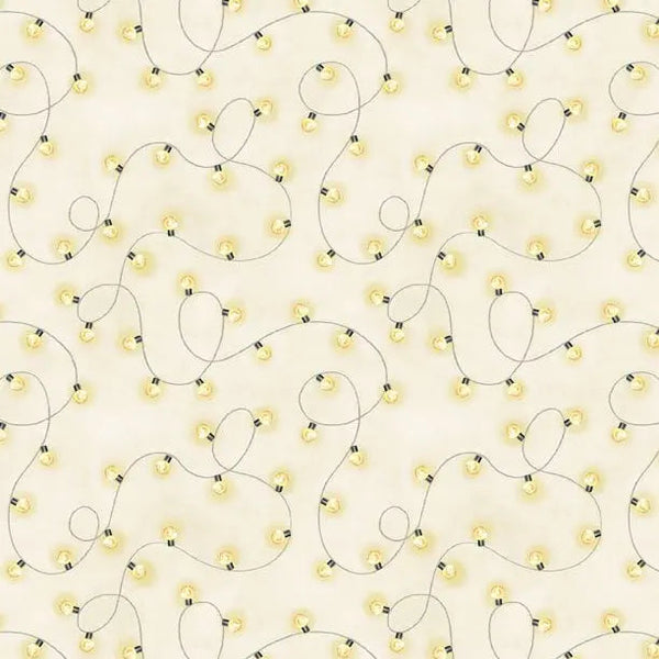 Evergreen Escape String Lights All Over Sand Cotton 44"/45" Fabric Per Yard