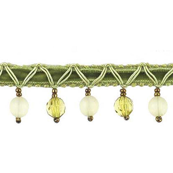 Fantasia Collection - 1" width BEADED FRINGE (15 Yard Roll) - BB-9900-63 Moss Green