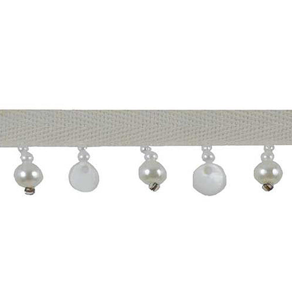 Fantasia Collection - 1" width BEADED FRINGE (15 Yard Roll) - BB-9913-24 Ivory and Shell