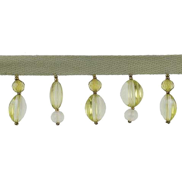 Fantasia Collection - 2" width BEADED FRINGE (15 Yard Roll) - BB-9912-63 Moss Green