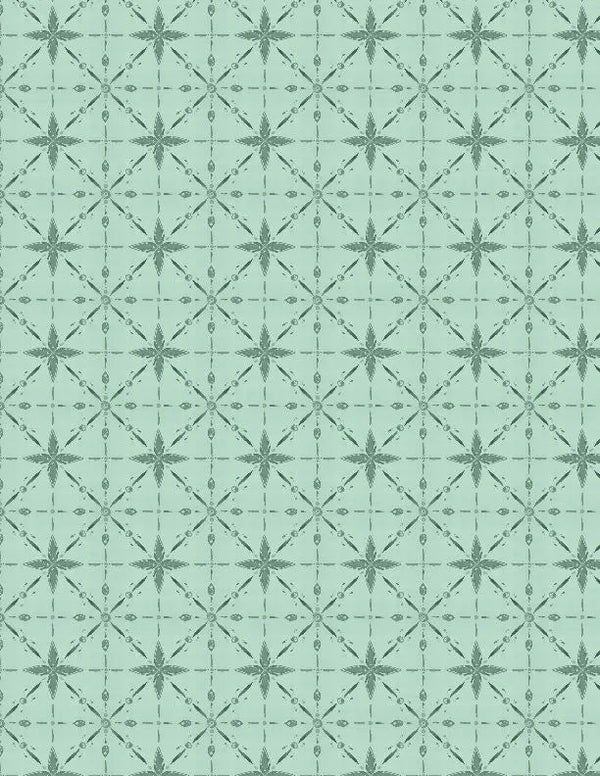 Floralscape - Star Grid Teal Cotton 44"/45" Fabric Per Yard
