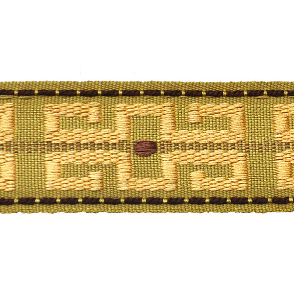 Godiva Collection - 1 1/2" width KEY PATTERN BRAID (25 Yard Roll) - BR-7096-63/61 Moss Green and Mocha
