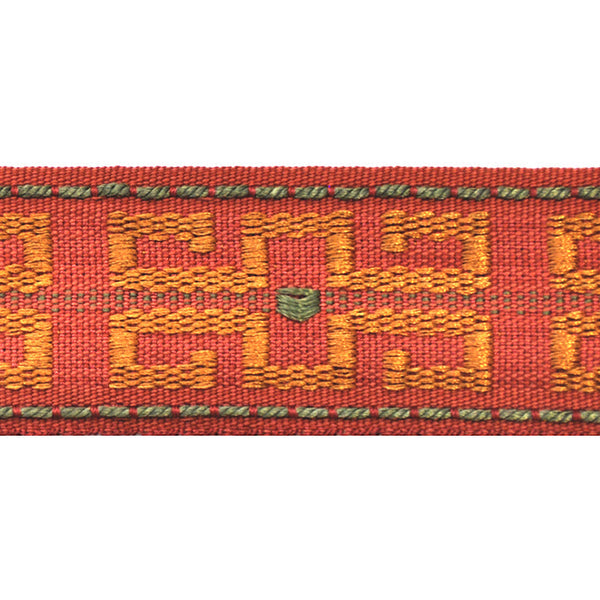 Godiva Collection - 1 1/2" width KEY PATTERN BRAID (25 Yard Roll) - BR-7096-88/61 Dark Brick and Mocha