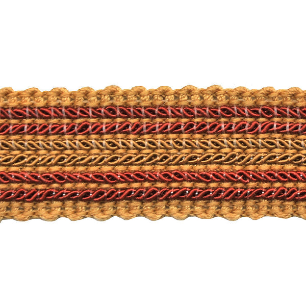 Godiva Collection - 3/4" width NARROW BRAID (25 Yard Roll) - BR-7098-88/61 Dark Brick and Mocha