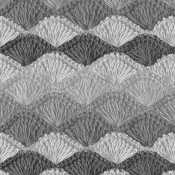 Gray Crochet Charcoal Shell Stitch Cotton Wideback Fabric Per Yard