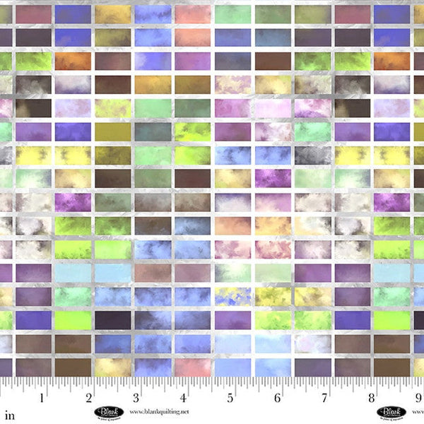 Gray Window Blocks Metro Mirage Cotton 44"/45" Fabric Per Yard
